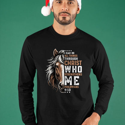 Best Horse Lover Shirt , Funny Horse UnisexT-Shirt/Hoodie/Sweatshirt HLT00 - I Can Do All Things Through Christ Horse Inspirational T-Shirt