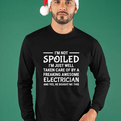 Best Wife Shirt, Wife and Husband Unisex T-Shirt/Hoodie/Sweatshirt HLT00 - Womens I'm Not Spoiled Freaking Awesome Electrician Wife Girlfriend Premium T-Shirt