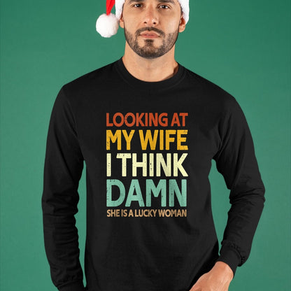 Best Wife Shirt, Wife and Husband Unisex T-Shirt/Hoodie/Sweatshirt HLT00 - Gift for wife T shirt, lucky wife   My Wife Is A Lucky Woman Husband Wife Themed Present Tank Top