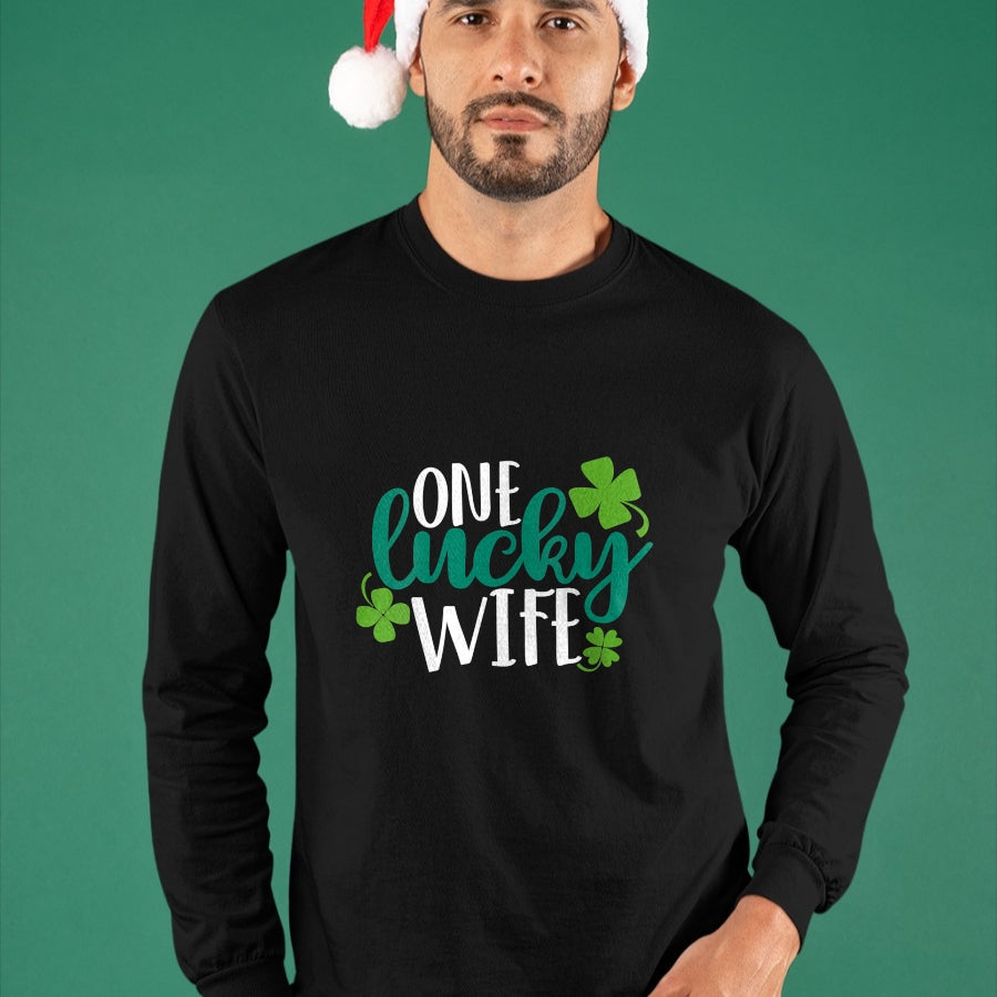 Best Wife Shirt, Wife and Husband Unisex T-Shirt/Hoodie/Sweatshirt HLT00 - Gift for wife T shirt, lucky wife   Womens One Lucky Wife Irish St Patricks Day Womens Girls Funny G