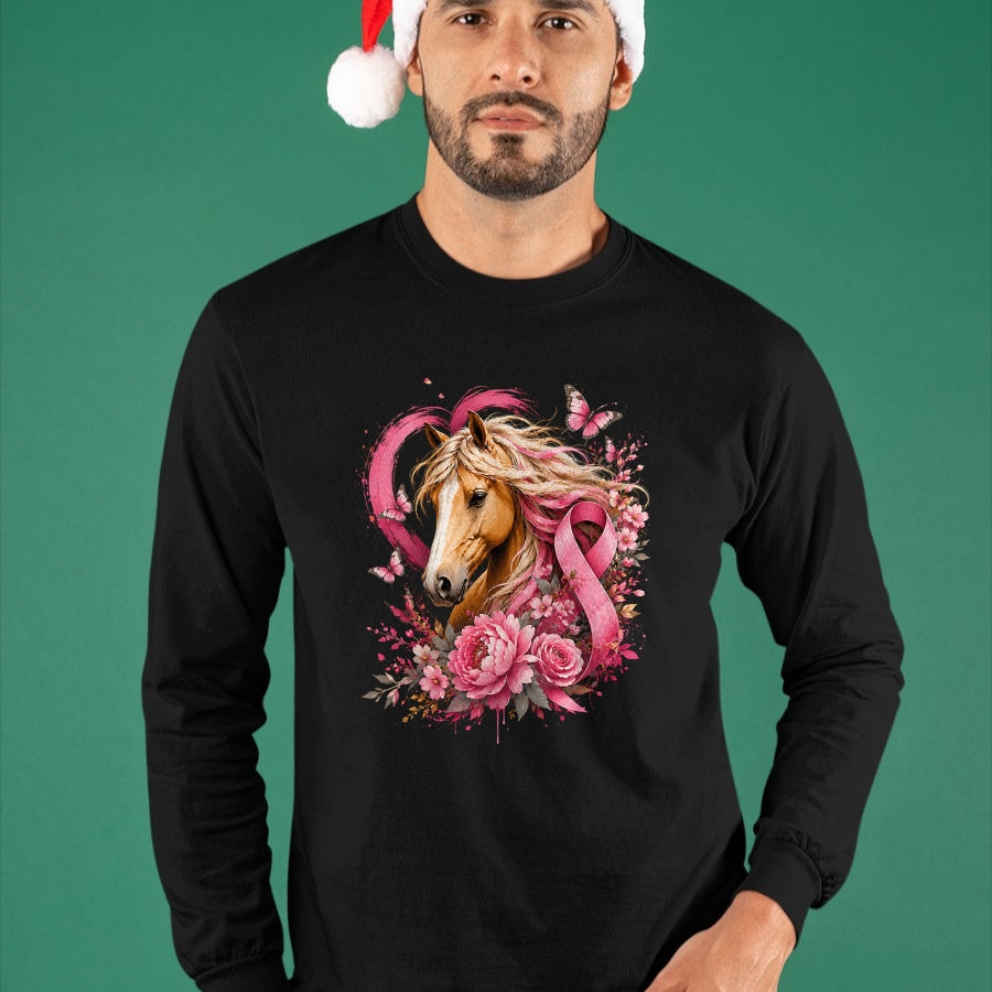 Best Horse Lover Shirt , Funny Horse UnisexT-Shirt/Hoodie/Sweatshirt HLT00 - Breast Cancer Awareness Horse Pink Ribbon Butterfly Survivor T-Shirt