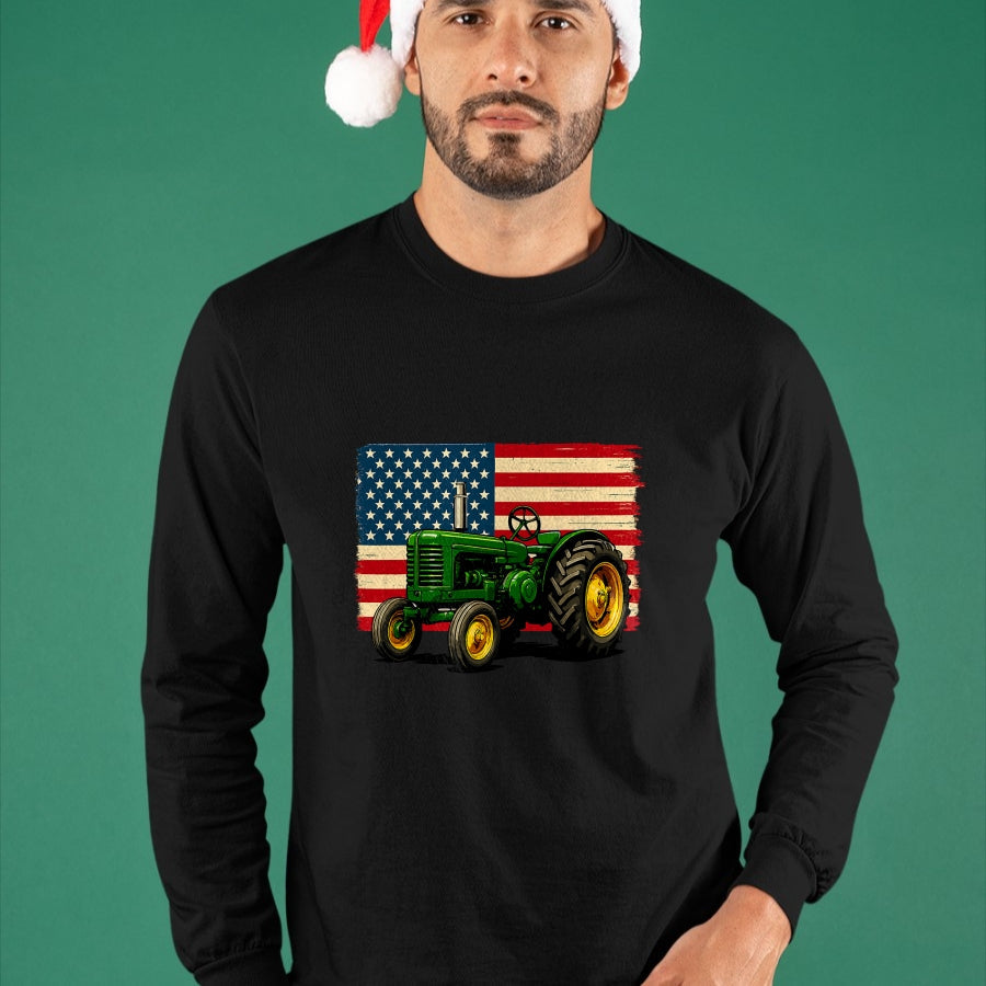 Best Farmer Life Shirt, Funny Farmer UnisexT-Shirt/Hoodie/Sweatshirt HLT00 - Farmer Tractor USA Flag 4th of July T-Shirt