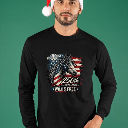 Best Horse Lover Shirt , Funny Horse UnisexT-Shirt/Hoodie/Sweatshirt HLT00 - America 250th Horse USA Flag Independence 1776-2026 Western T-Shirt, Men, Black, 3X-Large