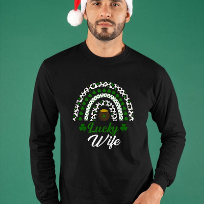Best Wife Shirt, Wife and Husband Unisex T-Shirt/Hoodie/Sweatshirt HLT00 - Gift for wife T shirt, lucky wife   Lucky Wife Rainbow St Patricks Day Lucky Wife Long Sleeve T-Shir (3)