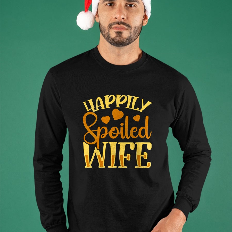 Best Wife Shirt, Wife and Husband Unisex T-Shirt/Hoodie/Sweatshirt HLT00 - Gift for wife T shirt, spoiled wife   Womens Funny Wife Happily Spoiled Wife V-Neck T-Shirt (1)