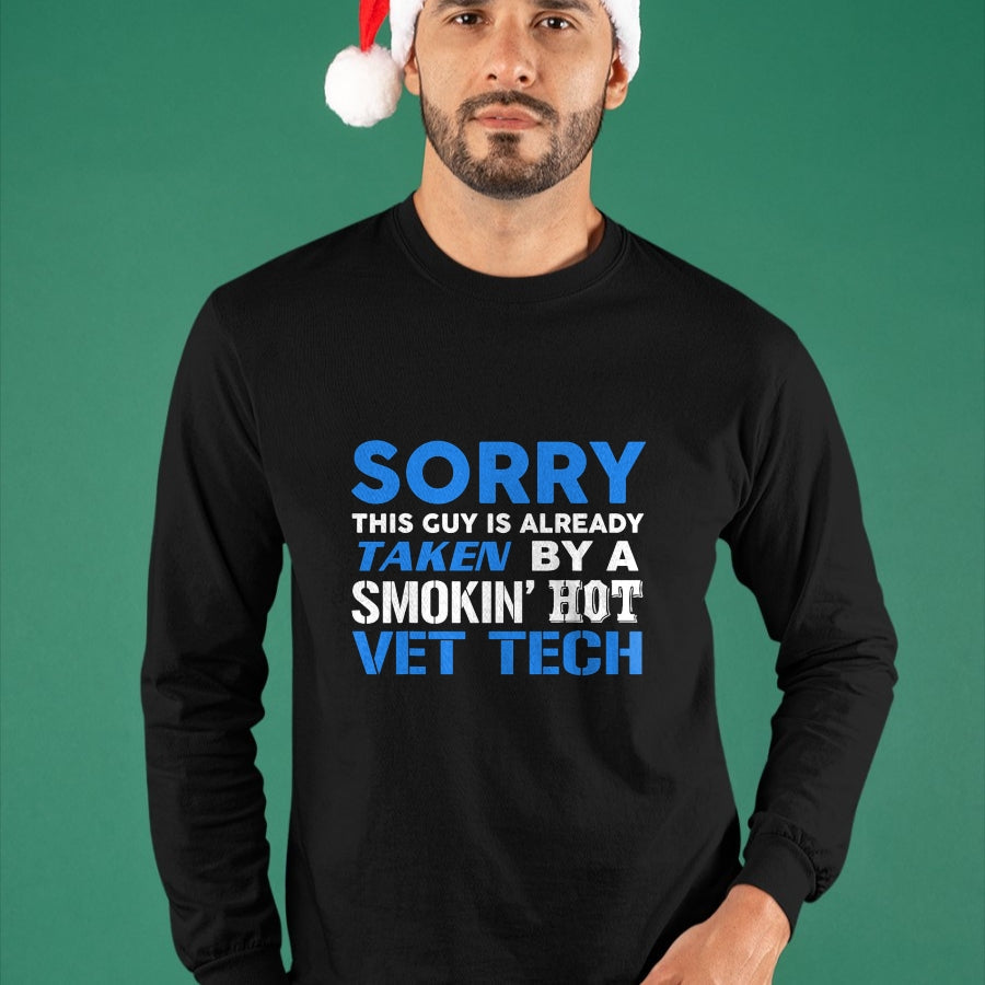 Best Wife Shirt, Wife and Husband Unisex T-Shirt/Hoodie/Sweatshirt HLT00 - This Guy Taken By A Smokin Hot Vet Tech Husband T-Shirt (1)