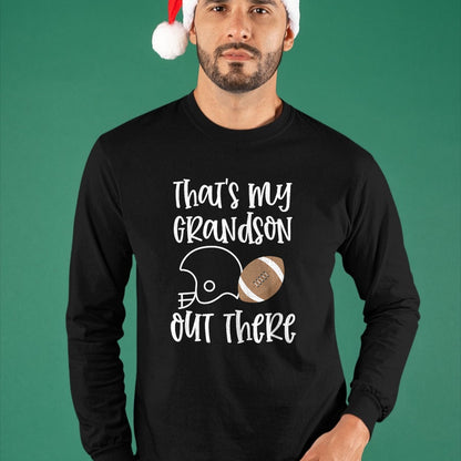 Best Grandma Shirt, Proud Grandma Unisex T-Shirt/Hoodie/Sweatshirt HLT00 - Proud Football Grandma Gift That's My Grandson Out There T-Shirt