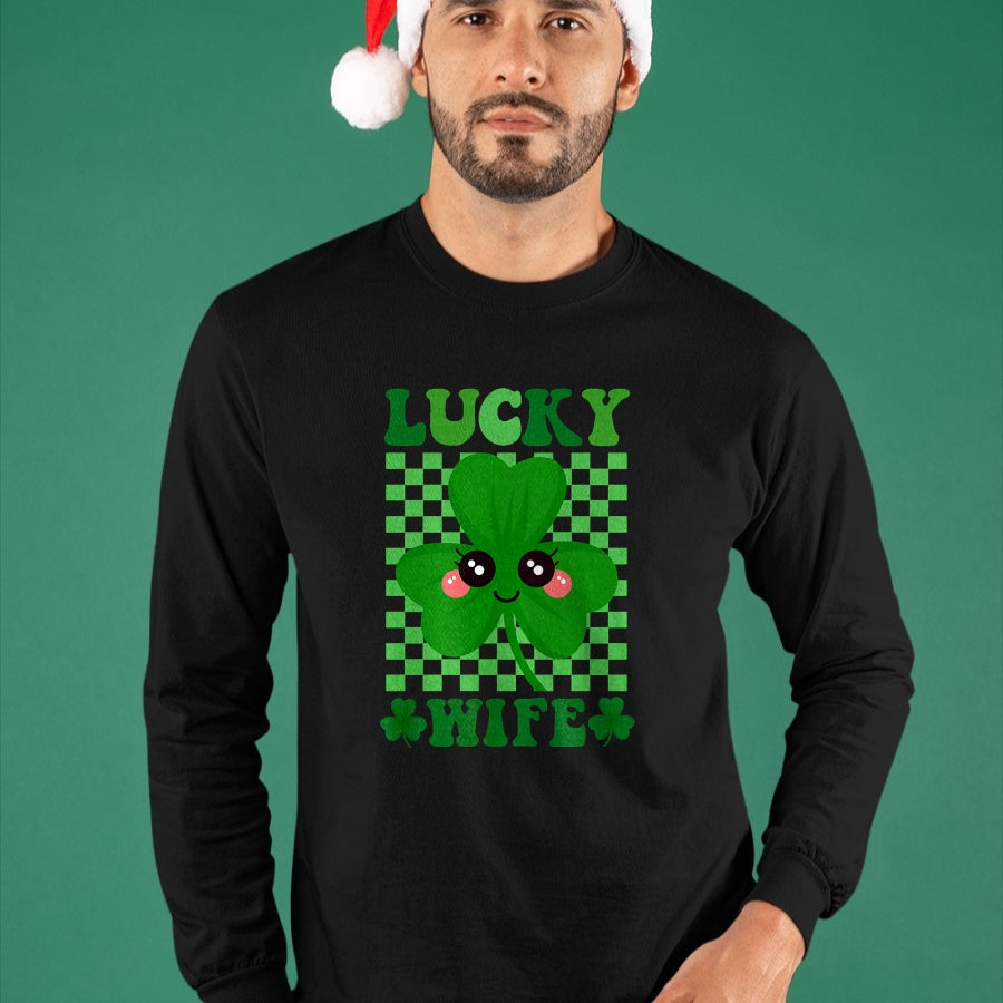 Best Wife Shirt, Wife and Husband Unisex T-Shirt/Hoodie/Sweatshirt HLT00 - Gift for wife T shirt, lucky wife   Womens Lucky Wife Rainbow St Patricks Day Lucky Wife Premium T-S