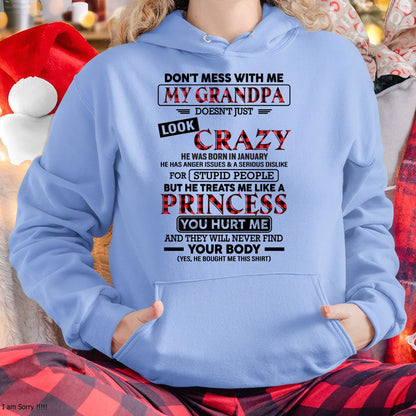 Crazy Grandpa Shirt for Girls January Edition – From Grandpa to Granddaughter NTTD01 (SKU07-131-01)