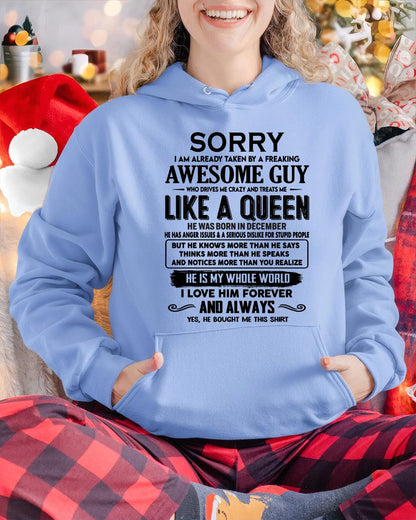 December - Sorry I am already taken by a freaking awesome guy - Gift for Wife From Husband - NGHL12 (SKU-SRG-12)