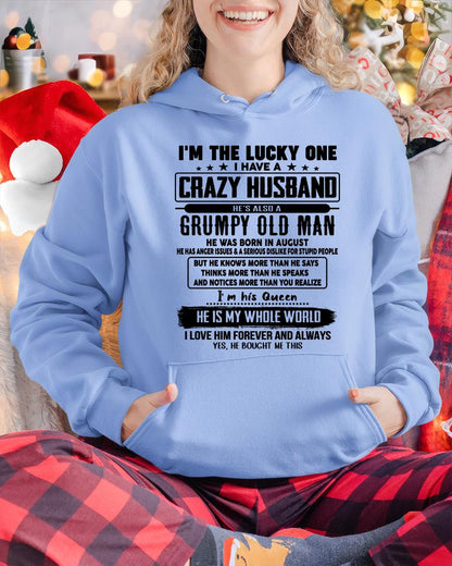 August - I am Lucky One I Have A Crazy Husband - Gift for Wife From Husband - NGHL08 (SKUT-LUCKYONE-08)