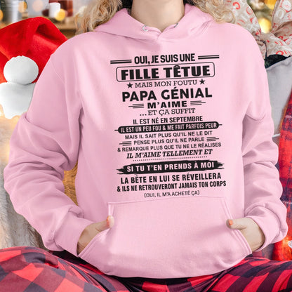 SEPTEMBRE - Oui, je suis une fille têtue – T-shirt | Cadeau d’anniversaire de papa pour sa fille - nttd09 / fr09 (SKU12-214-09)