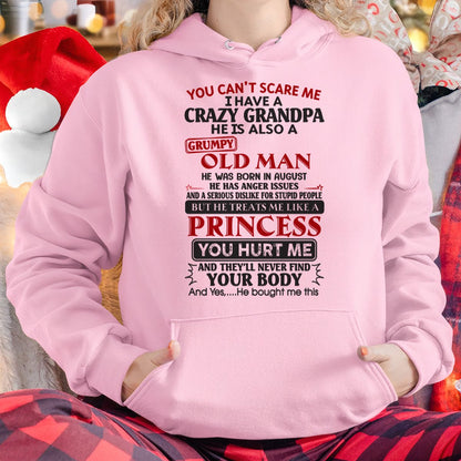 Grumpy Grandpa Girl Shirt – Don’t Mess with Me August Edition – From Grandpa to Granddaughter NTTD08 (SKU07-133-08)