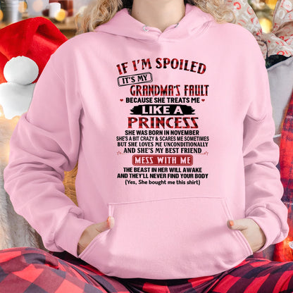 IF I'M SPOILED IT'S MY GRANDMA'S FAULT ♥ BECAUSE SHE TREATS ME ♥ LIKE A PRINCESS - From Grandma for granddaughter - NTTD11 (SKU07-92-11)