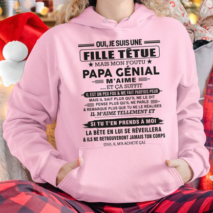 Oui, je suis une fille têtue – T-shirt | Cadeau d’anniversaire de papa pour sa fille - nttd00 / fr00 (SKU12-197)