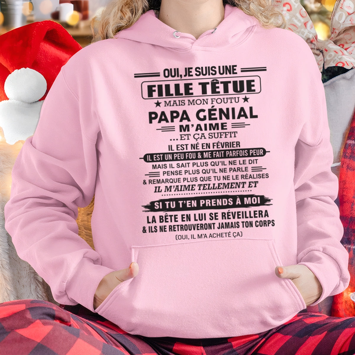 FÉVRIER - Oui, je suis une fille têtue – T-shirt | Cadeau d’anniversaire de papa pour sa fille - nttd02 / fr02 (SKU12-214-02)