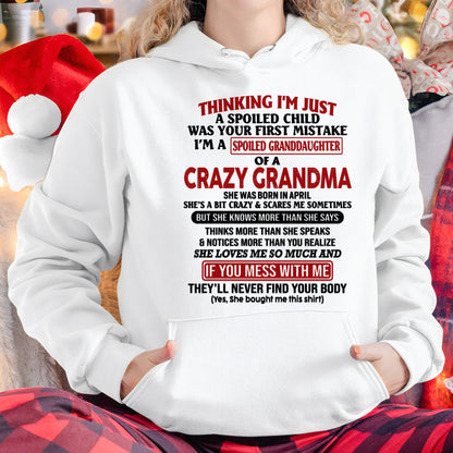I'M A SPOILED GRANDDAUGHTER OF A CRAZY GRANDMA - From Grandma - NTTD04 (SKU-GMD1-NTT04)