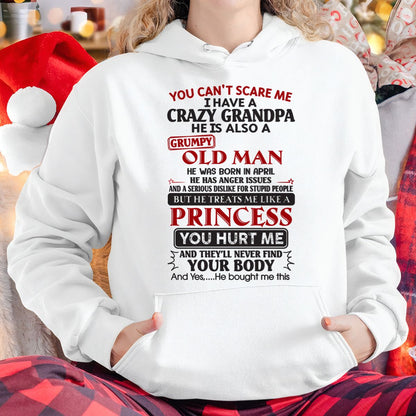 Grumpy Grandpa Girl Shirt – Don’t Mess with Me April Edition – From Grandpa to Granddaughter NTTD04 (SKU07-133-04)