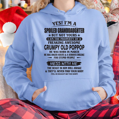 Spoiled Granddaughter of a Grumpy Poppop Shirt March Edition – From Grandpa to Granddaughter NTTD03 (SKU07-151)