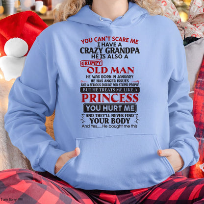 Grumpy Grandpa Girl Shirt – Don’t Mess with Me January Edition – From Grandpa to Granddaughter NTTD01 (SKU07-133-01)