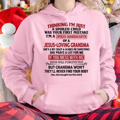Christian Girl Shirt – Spoiled by Grandma – From Grandma to Granddaughter NTTD00 (SKU07-181-00)