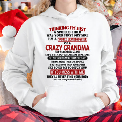 I'M A SPOILED GRANDDAUGHTER OF A CRAZY GRANDMA - From Grandma - NTTD03 (SKU-GMD1-NTT03)