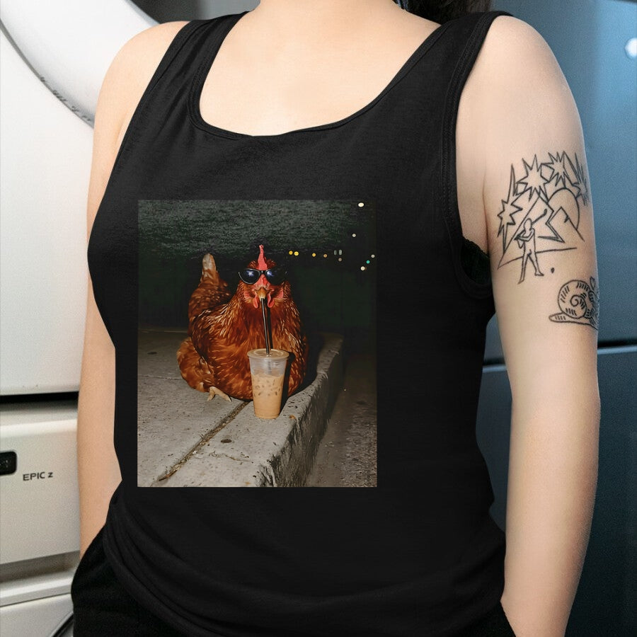 Best Farmer Life Shirt, Funny Farmer UnisexT-Shirt/Hoodie/Sweatshirt HLT00 - Chicken Drinking Iced Coffee Funny Chicken Lover Farmer T-Shirt (1)