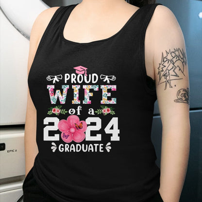 Best Wife Shirt, Wife and Husband Unisex T-Shirt/Hoodie/Sweatshirt HLT00 - Gift for wife T shirt, lucky wife   Proud Wife of a 2024 graduate for family graduation T-Shirt