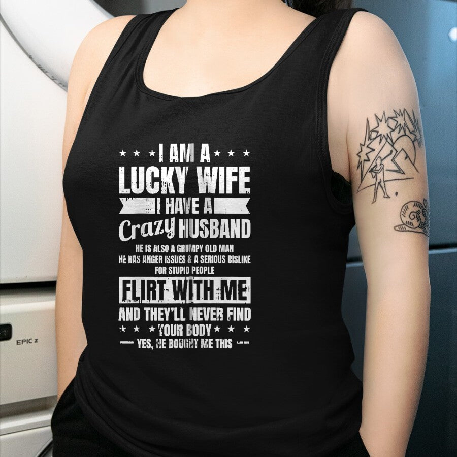 Best Wife Shirt, Wife and Husband Unisex T-Shirt/Hoodie/Sweatshirt HLT00 - Gift for wife T shirt, lucky wife   I Am A Lucky Wife Fathers Day Funny Sarcastic Women Zip Hoodie (1)