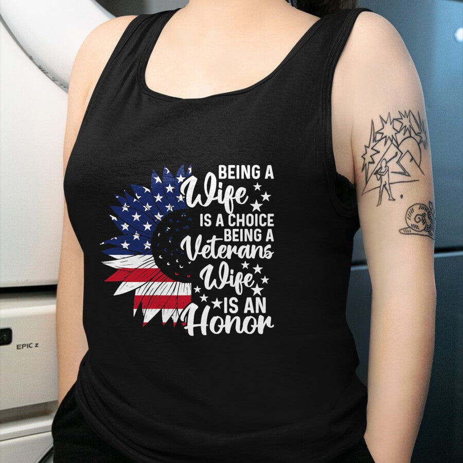 Best Wife Shirt, Wife and Husband Unisex T-Shirt/Hoodie/Sweatshirt HLT00 - Gift for wife T shirt, lucky wife   Patriotic Veterans Day Being A Veterans Wife Is An Honor T-Shirt