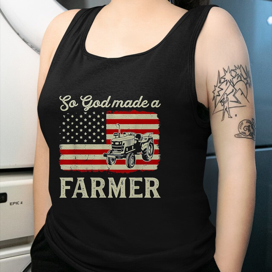 Best Farmer Life Shirt, Funny Farmer UnisexT-Shirt/Hoodie/Sweatshirt HLT00 - Vintage Old American Flag Patriotic So God Made A Farmer T-Shirt, Youth, Olive Green, Medium