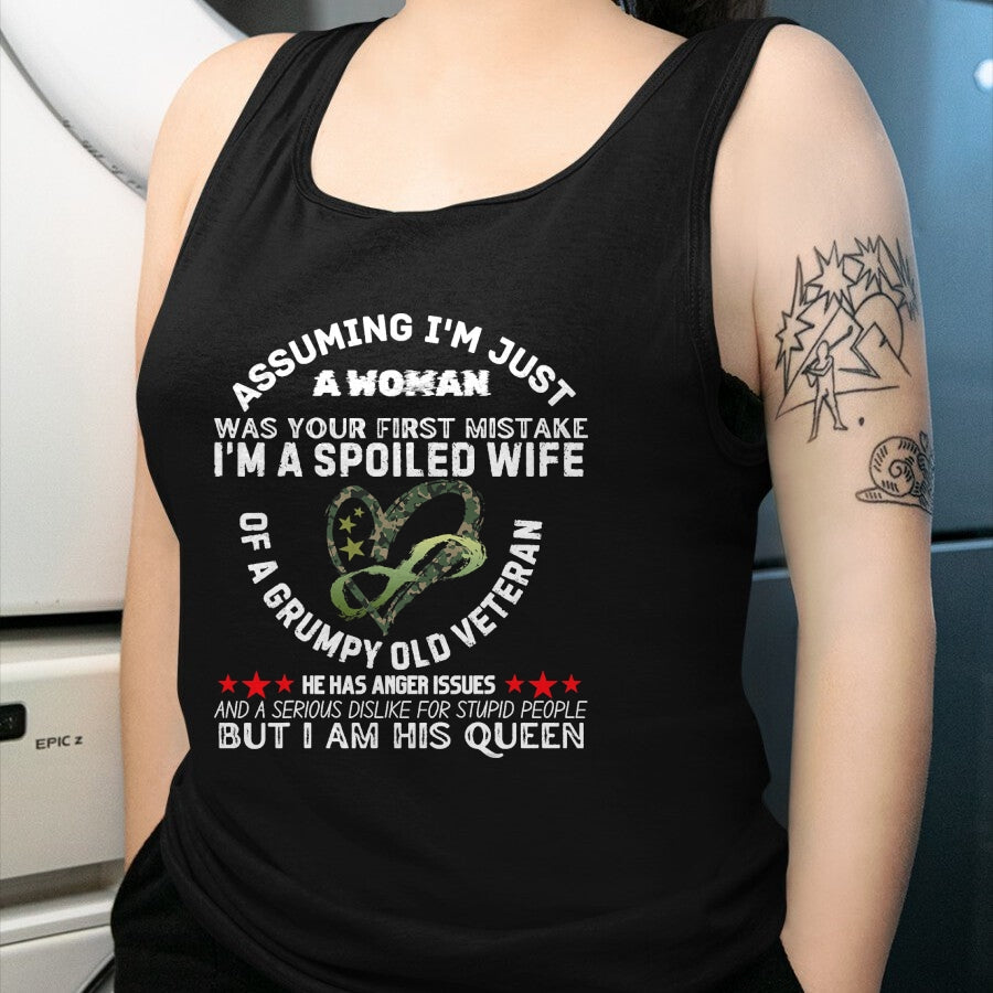 Best Wife Shirt, Wife and Husband Unisex T-Shirt/Hoodie/Sweatshirt HLT00 - Gift for wife T shirt, spoiled wife   Husband Wife I'm A Spoiled Wife Of A Grumpy Old Veteran T-Shir