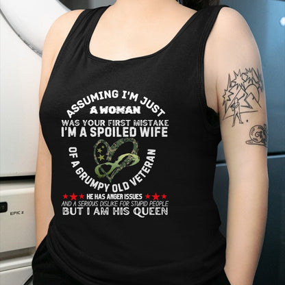 Best Wife Shirt, Wife and Husband Unisex T-Shirt/Hoodie/Sweatshirt HLT00 - Gift for wife T shirt, spoiled wife   Husband Wife I'm A Spoiled Wife Of A Grumpy Old Veteran T-Shir