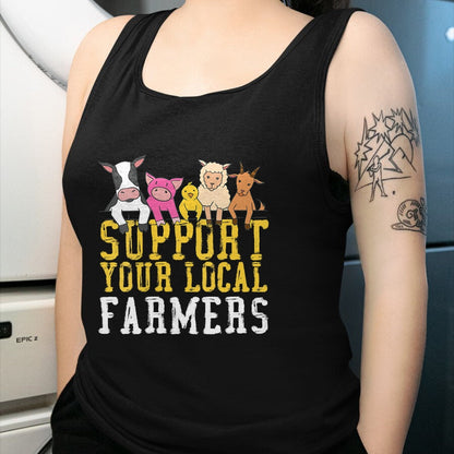 Best Farmer Life Shirt, Funny Farmer UnisexT-Shirt/Hoodie/Sweatshirt HLT00 - Women's Support Your Local Farmers Farm Animals V-Neck T-Shirt