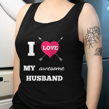 Best Wife Shirt, Wife and Husband Unisex T-Shirt/Hoodie/Sweatshirt HLT00 - I Love My Awesome Husband Shirt Heart & Arrow Cool Wife Tee T-Shirt (1)
