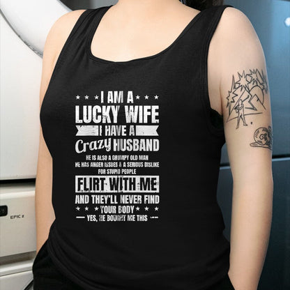 Best Wife Shirt, Wife and Husband Unisex T-Shirt/Hoodie/Sweatshirt HLT00 - Gift for wife T shirt, lucky wife   I Am A Lucky Wife Fathers Day Funny Sarcastic Women Zip Hoodie
