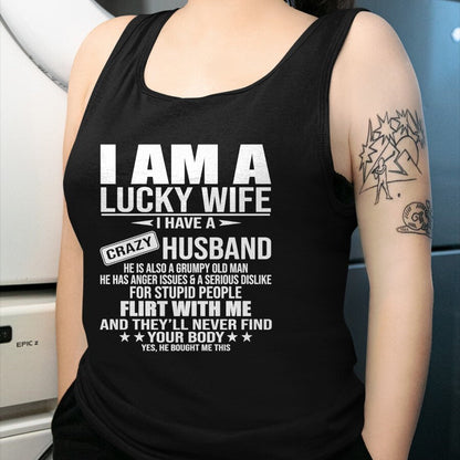 Best Wife Shirt, Wife and Husband Unisex T-Shirt/Hoodie/Sweatshirt HLT00 - Gift for wife T shirt, lucky wife   I Am A Lucky Wife I Have A Crazy Husband Premium T-Shirt (3)