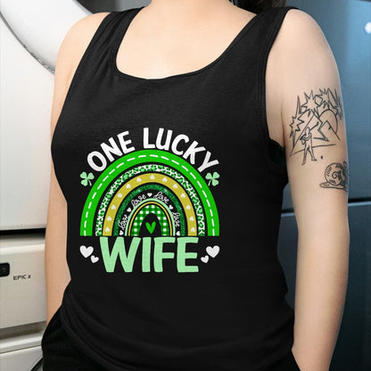 Best Wife Shirt, Wife and Husband Unisex T-Shirt/Hoodie/Sweatshirt HLT00 - Gift for wife T shirt, lucky wife   St Patricks Day Clover One Lucky Wife Rainbow Shamrock T-Shirt