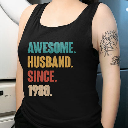 Best Wife Shirt, Wife and Husband Unisex T-Shirt/Hoodie/Sweatshirt HLT00 - Awesome Husband Since 1980 - 44th Wedding Anniversary Epic T-Shirt