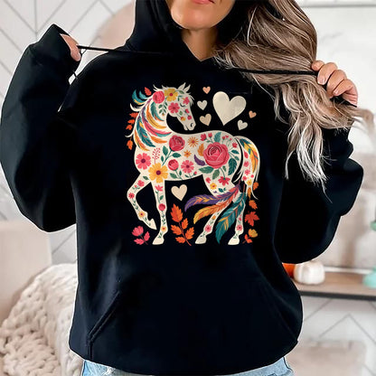 Best Horse Lover Shirt , Funny Horse UnisexT-Shirt/Hoodie/Sweatshirt HLT00 - Floral Horse Equestrian Western Cowgirl T-Shirt