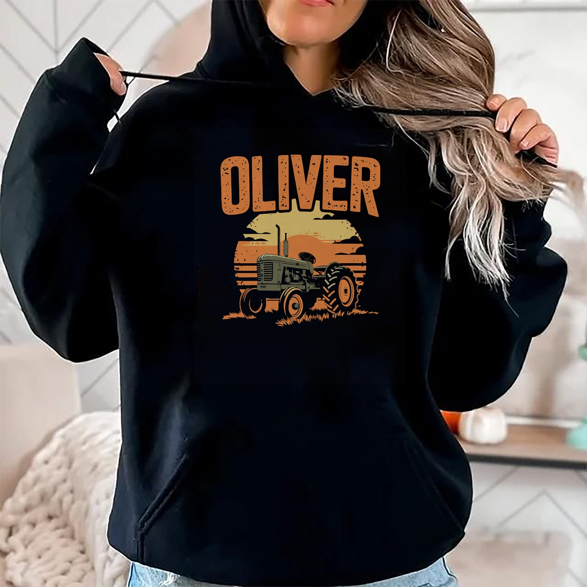 Best Farmer Life Shirt, Funny Farmer UnisexT-Shirt/Hoodie/Sweatshirt HLT00 - Oliver Personalized Nametag Tractor for Oliver T-Shirt