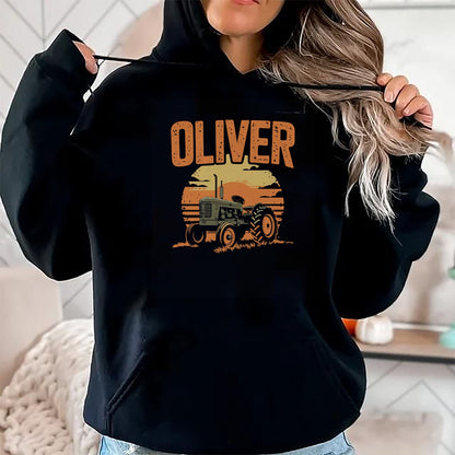 Best Farmer Life Shirt, Funny Farmer UnisexT-Shirt/Hoodie/Sweatshirt HLT00 - Oliver Personalized Nametag Tractor for Oliver T-Shirt