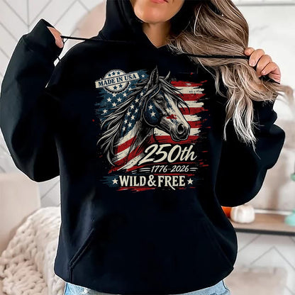 Best Horse Lover Shirt , Funny Horse UnisexT-Shirt/Hoodie/Sweatshirt HLT00 - America 250th Horse USA Flag Independence 1776-2026 Western T-Shirt, Men, Black, 3X-Large
