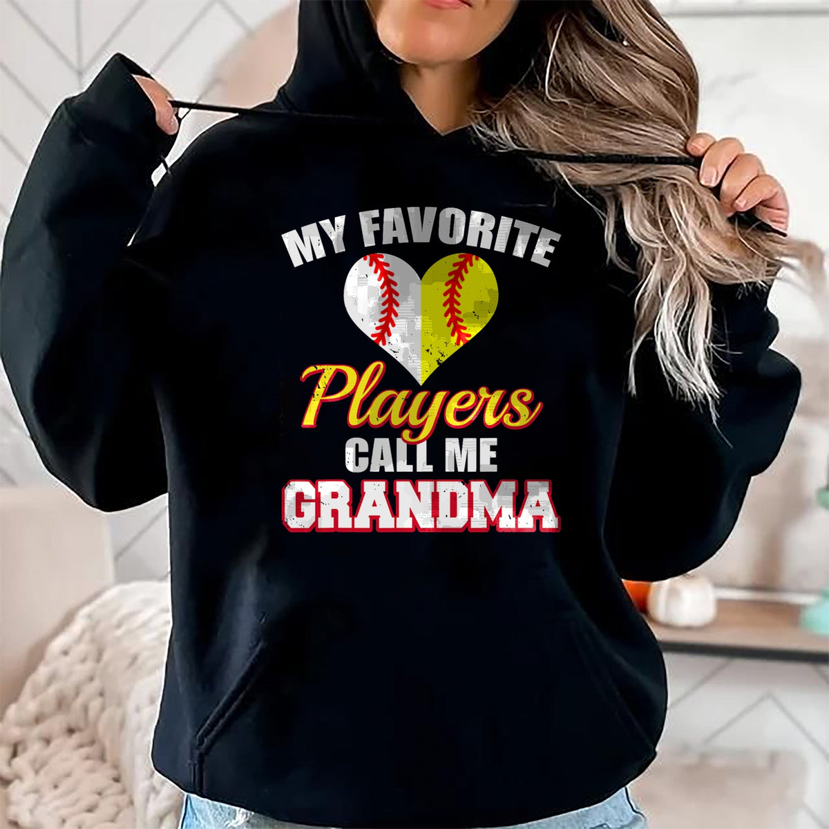 Best Grandma Shirt, Proud Grandma Unisex T-Shirt/Hoodie/Sweatshirt HLT00 - My Favorite Baseball Softball Players Call Me Grandma T-Shirt