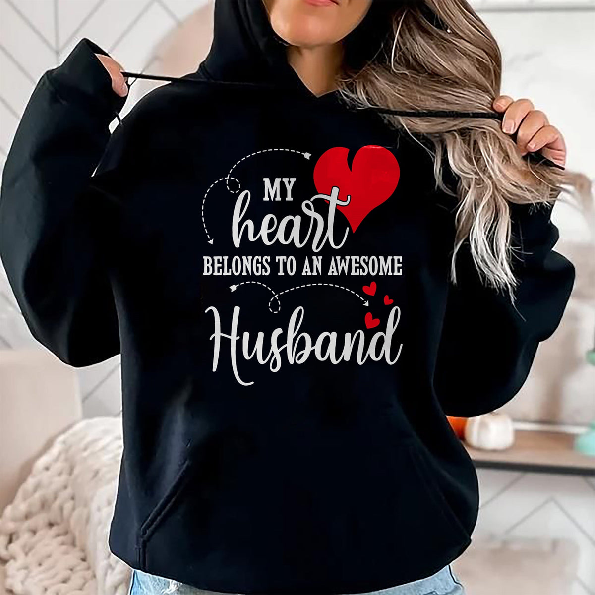 Best Wife Shirt, Wife and Husband Unisex T-Shirt/Hoodie/Sweatshirt HLT00 - My Heart Belongs To An Awesome Husband T-Shirt