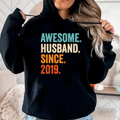 Best Wife Shirt, Wife and Husband Unisex T-Shirt/Hoodie/Sweatshirt HLT00 - Awesome Husband Since 2019 5th wedding anniversary 5 years T-Shirt
