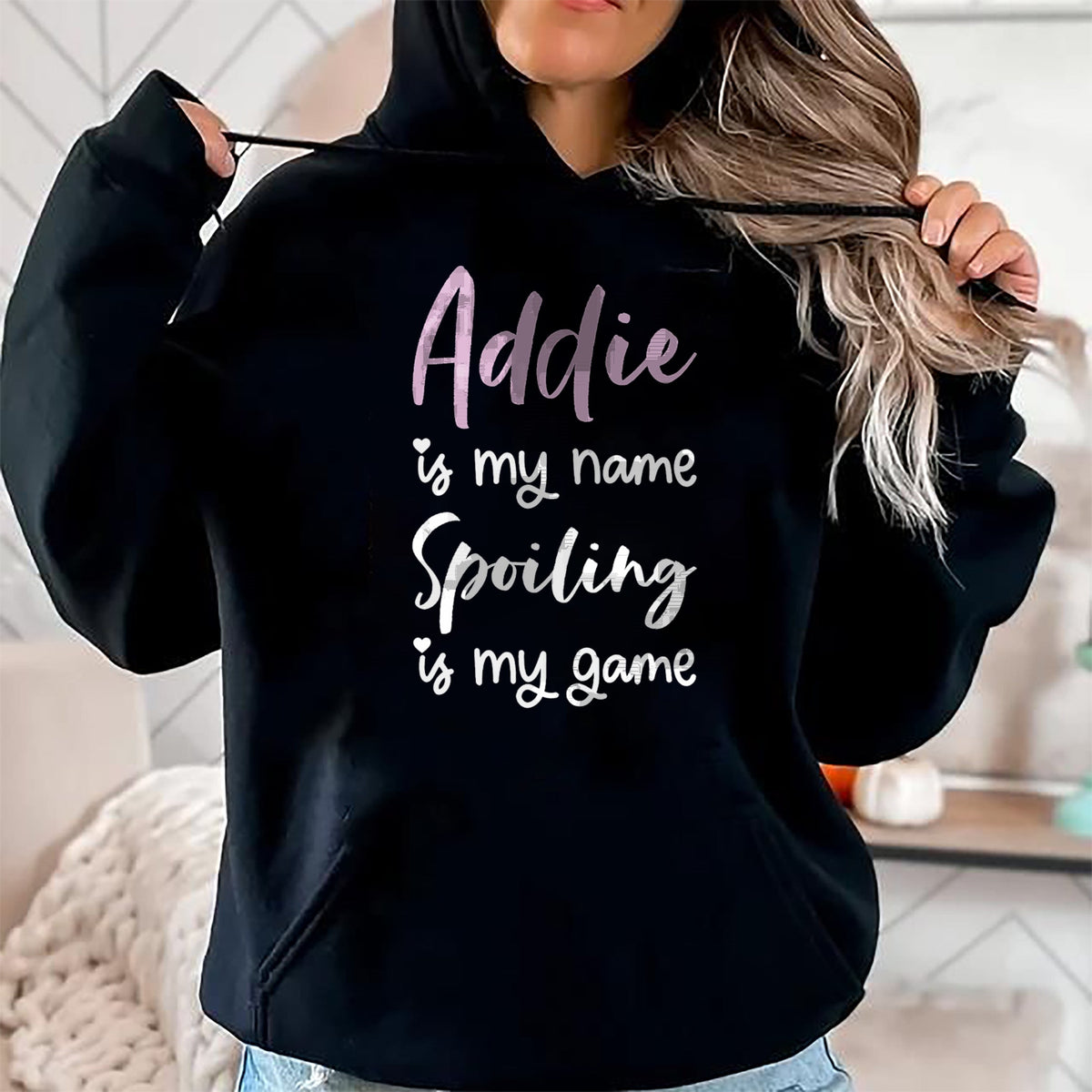 Best Wife Shirt, Wife and Husband Unisex T-Shirt/Hoodie/Sweatshirt HLT00 - Addie Name Personalized Women Spoiled Girl Cute Pink Black T-Shirt
