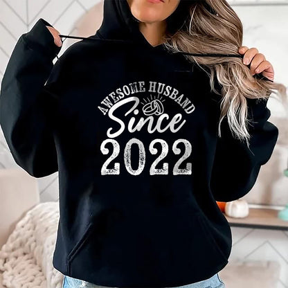 Best Wife Shirt, Wife and Husband Unisex T-Shirt/Hoodie/Sweatshirt HLT00 - Awesome Husband Since 2022 Anniversary From Wife Funny Him T-Shirt