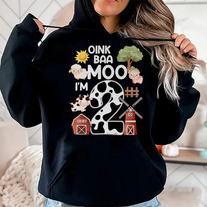 Best Farmer Life Shirt, Funny Farmer UnisexT-Shirt/Hoodie/Sweatshirt HLT00 - Oink Baa Moo I'm 2 Farm Theme Birthday Gift 2 Year Old Party T-Shirt