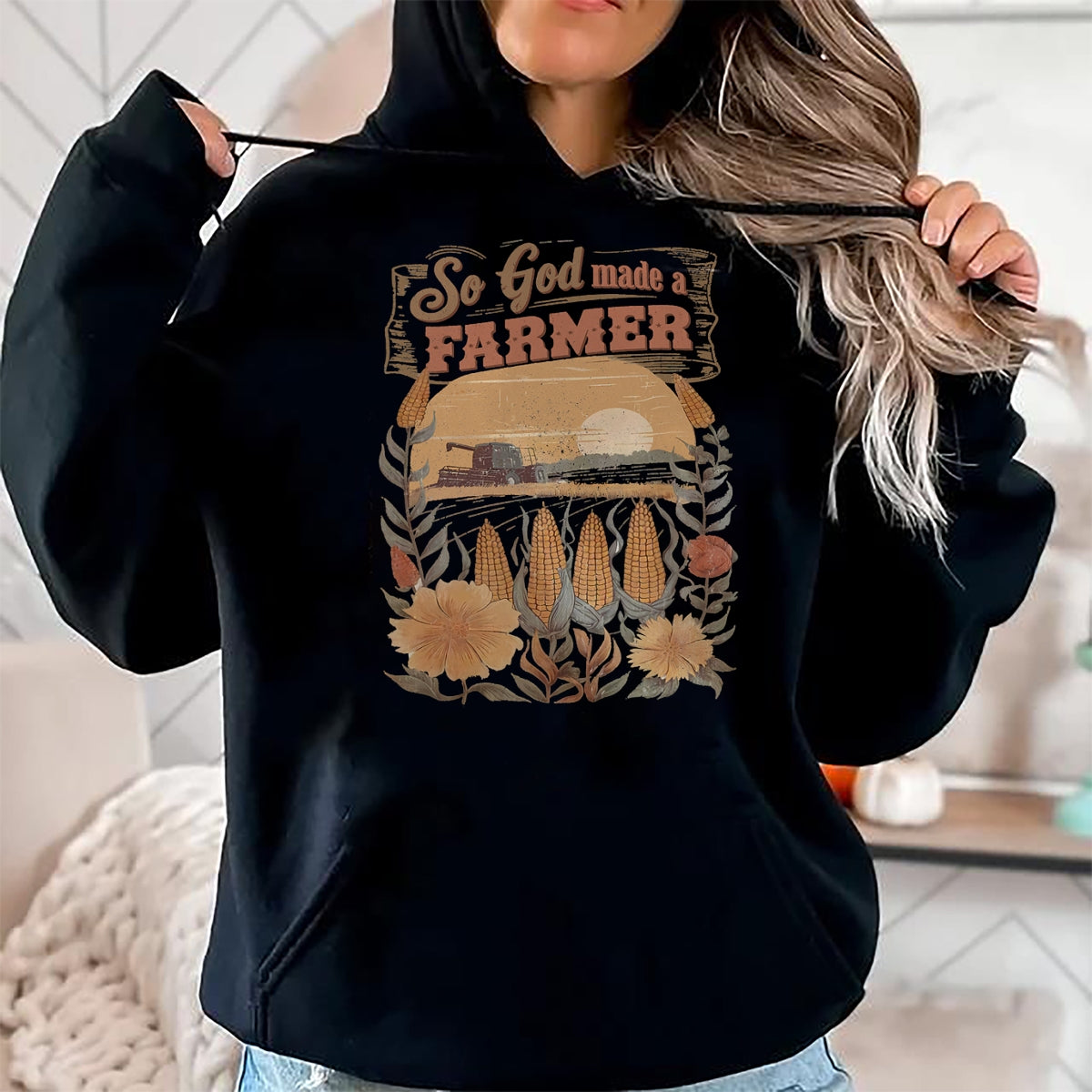 Best Farmer Life Shirt, Funny Farmer UnisexT-Shirt/Hoodie/Sweatshirt HLT00 - So God Made a Farmer Boho Flower Christian Aesthetic Summer T-Shirt